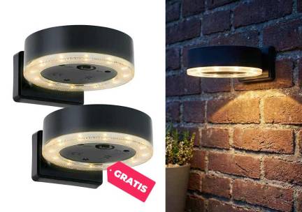 Wandlamp Met Zonnepaneel Rond Design - Vandaag 1+1 GRATIS! ...
