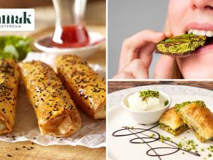 Waardebon voor Turkse delicatessen of cheesecake, baklava of bÃ¶reks + drankje