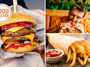 Burger + friet met saus + frisdrank