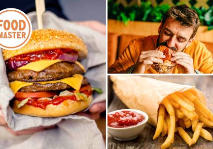 Burger + friet met saus + frisdrank