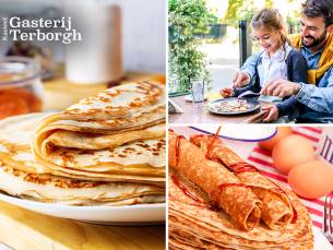 Pannenkoek met stroop en poedersuiker bij Gasterij Terborgh