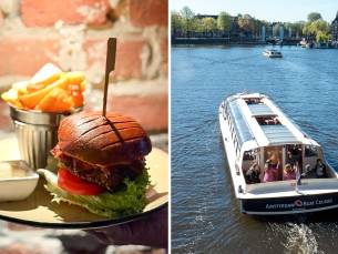 Rondvaart door Amsterdam (75 min) + 2-gangen hamburgerdiner bij Smaaqt