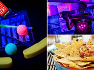 Glow in the Dark Minigolf + tortillachips of 2 rondes lasergamen bij All In Echt