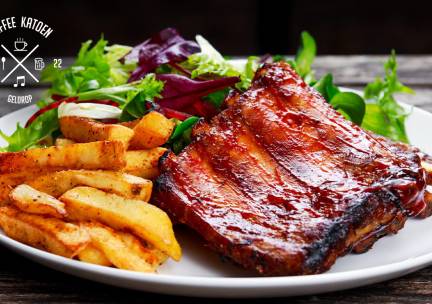 Onbeperkt spareribs + salade + friet bij Kafffee Katoen in hartje Geldrop