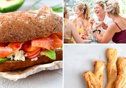 Broodje naar keuze + kaasstengel + warme drank voor afhaal of dine-in