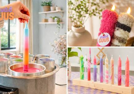 Workshop (led)kaarsen dippen + materialen + hapje + drankje (1,5 uur)