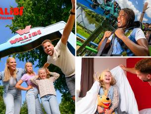 Overnachting voor 4 of 8 personen in Walibi Village + evt. dag voor Walibi Holland