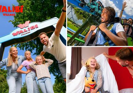 Overnachting voor 4 of 8 personen in Walibi Village + evt. dag voor Walibi Holland