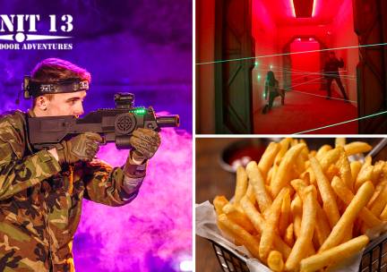 Lasergame (1 of 2 uur) evt. met Laser Maze (1 uur) + friet