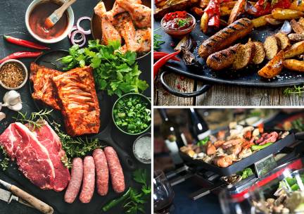 BBQ- of gourmetpakket of hapjespan of familie-vleespakket voor afhaal van Slagerij De Koetsier