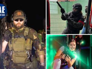 Airsoft (18+), gelblast, archery tag of lasergamen (2 uur) + drankje + bittergarnituur