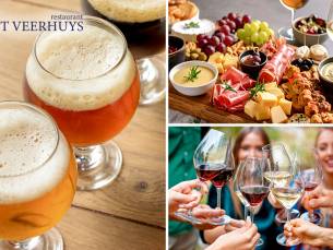 Bierproeverij met 4 bieren OF 2 glazen wijn + luxe borrelplank