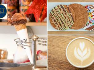 3 bollen ijs, warme drank naar keuze + versestroopwafel of 10-rittenkaart in hartje Delft