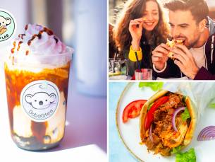 Wrap of loaded fries + bubble tea naar keuze