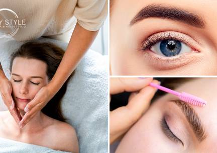 Wimper, wenkbrauw of gezichtsbehandeling behandeling naar keuze