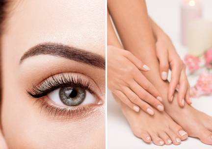 Voet-, BIAB- of wenkbrauwbehandeling of wimperextensions
