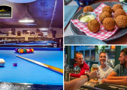 Poolen (1 uur) + 4 drankjes + bitterballen bij Kings & Queens Veenendaal