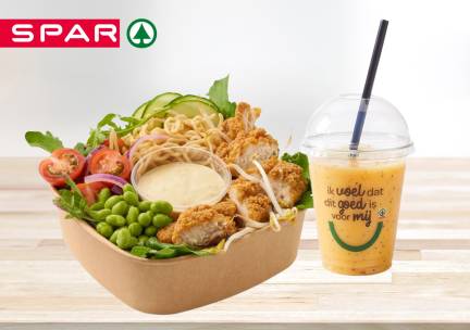 Verse salade + verse smoothie om af te halen bij SPAR City Zutphen