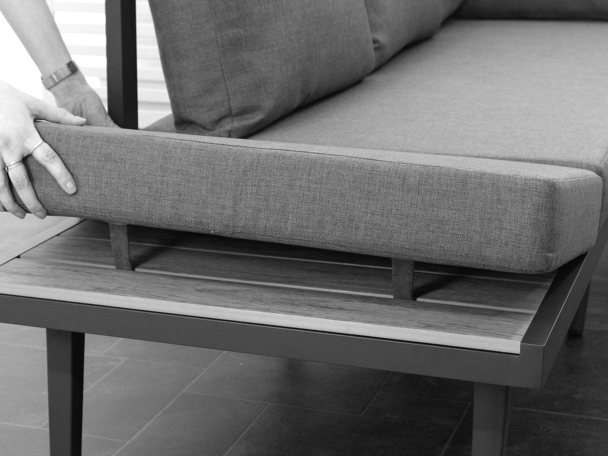 Palermo Grey Right Hand Corner Outdoor Dining Bench