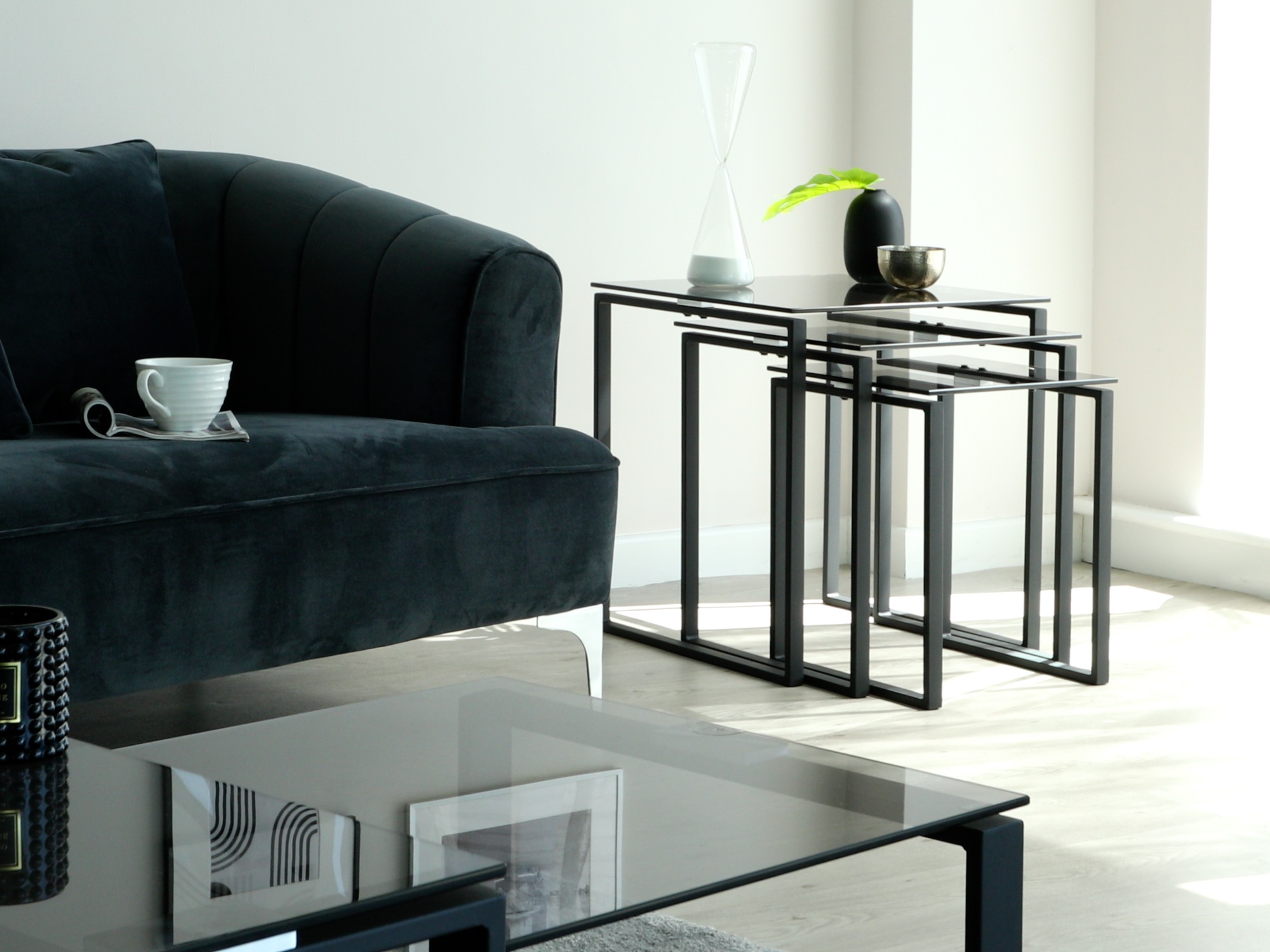 Tiva Smoked Glass Nest of Tables