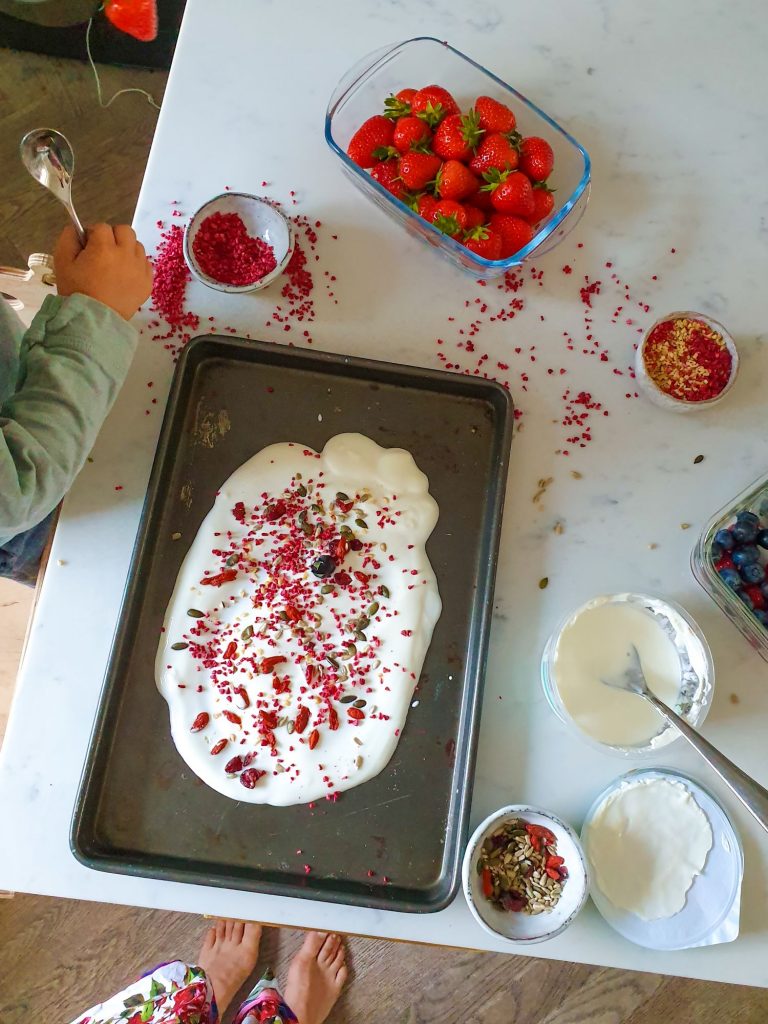 Danone yogurt bark recipe with fruit