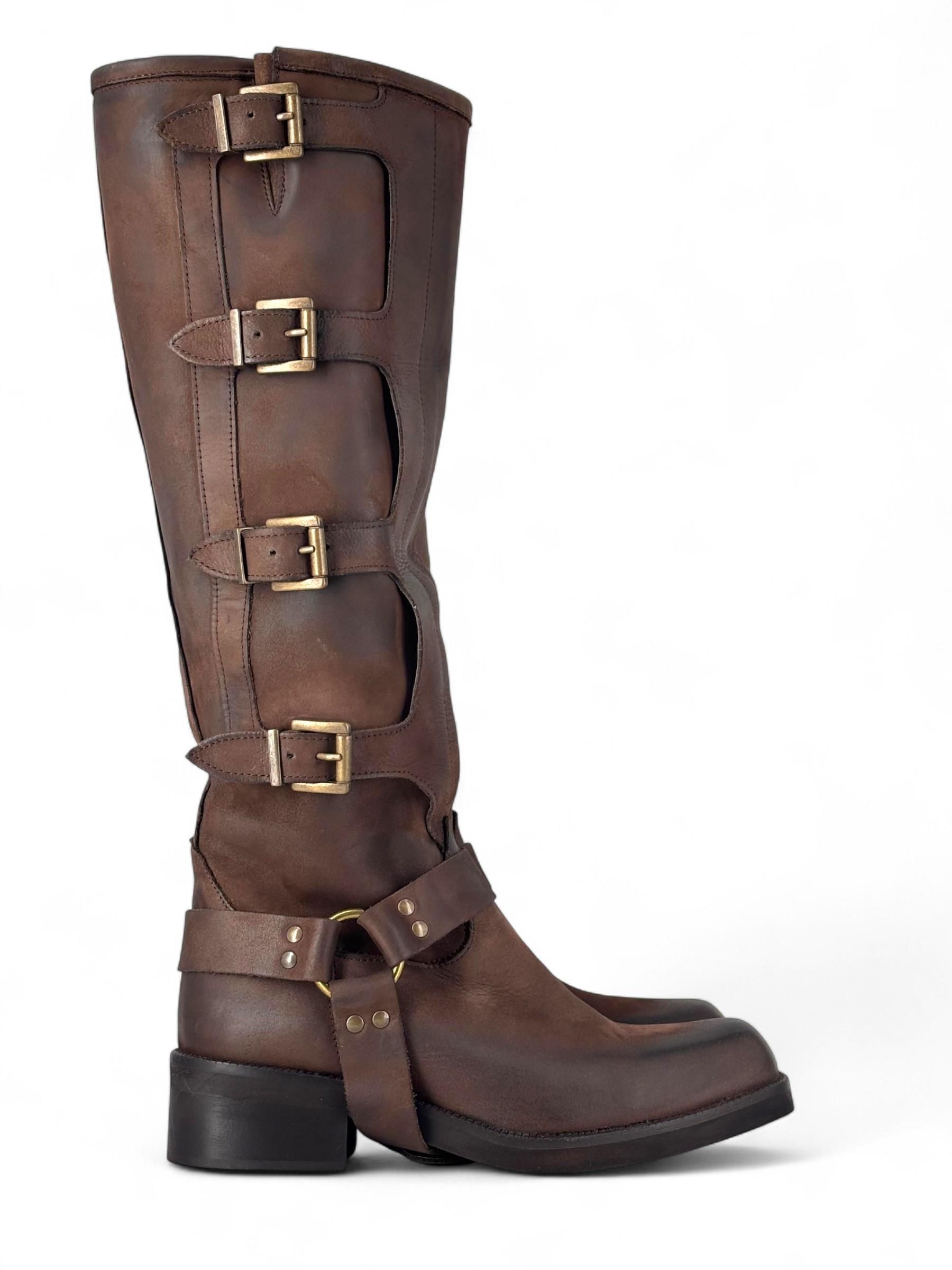 DIVINE FOLLIE - BIKER ALTO MORO CON FIBBIE ART. 4631