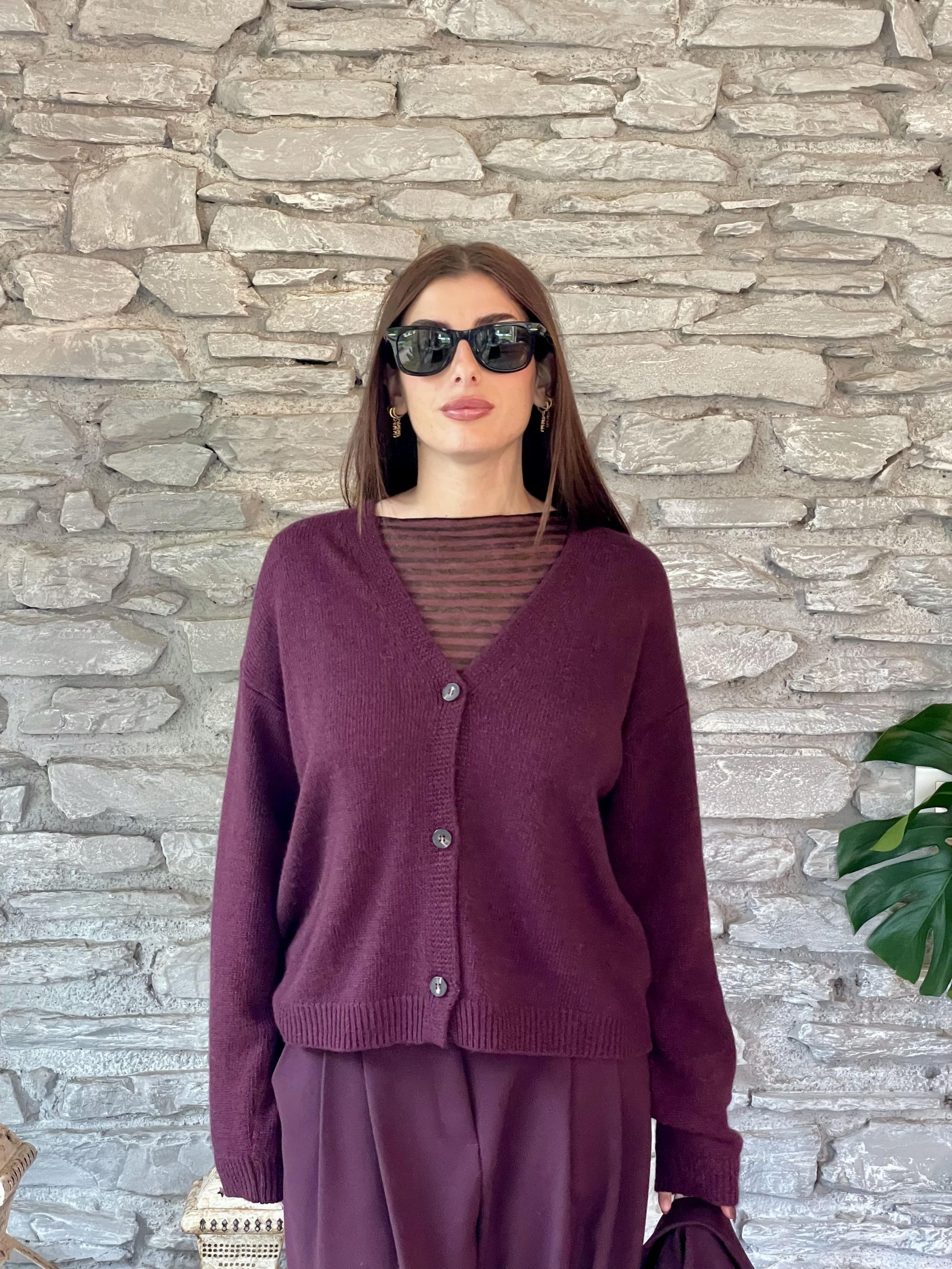 TENSIONE IN - CARDIGAN BORDEAUX MISTO LANA ART. D80926