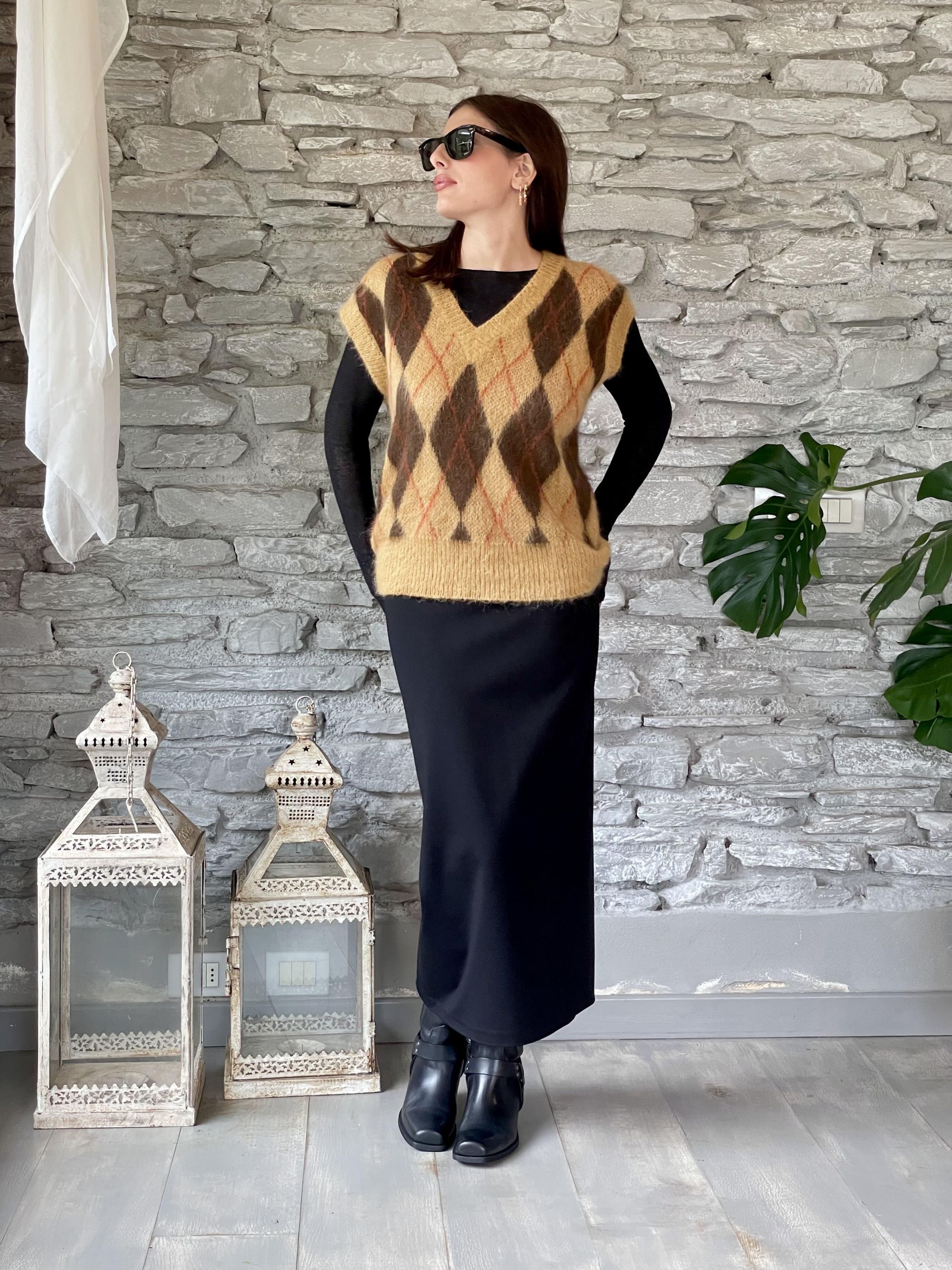 SUSY MIX - GILET A LOSANGHE OCRA ART. IT2799