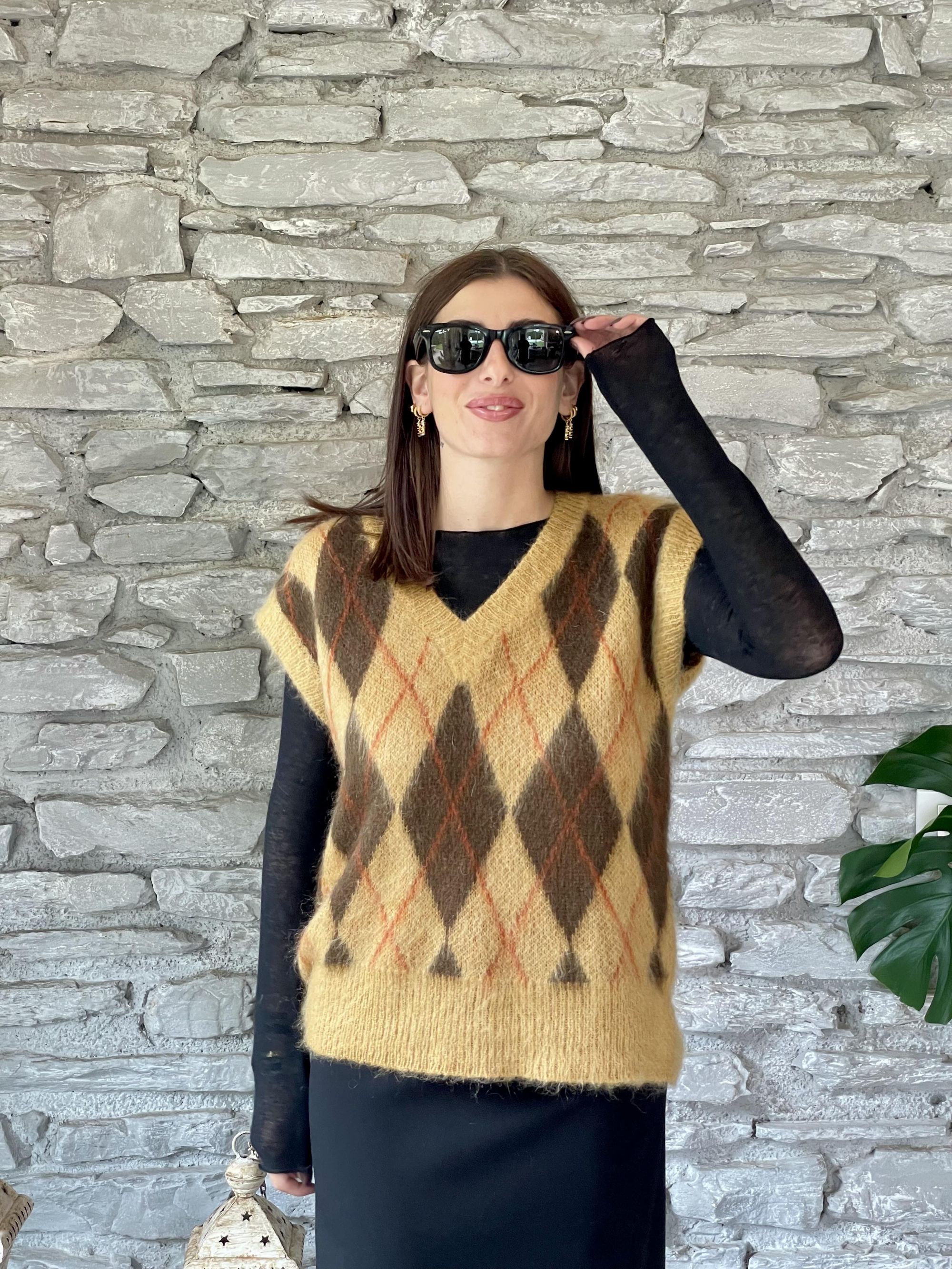 SUSY MIX - GILET A LOSANGHE OCRA ART. IT2799