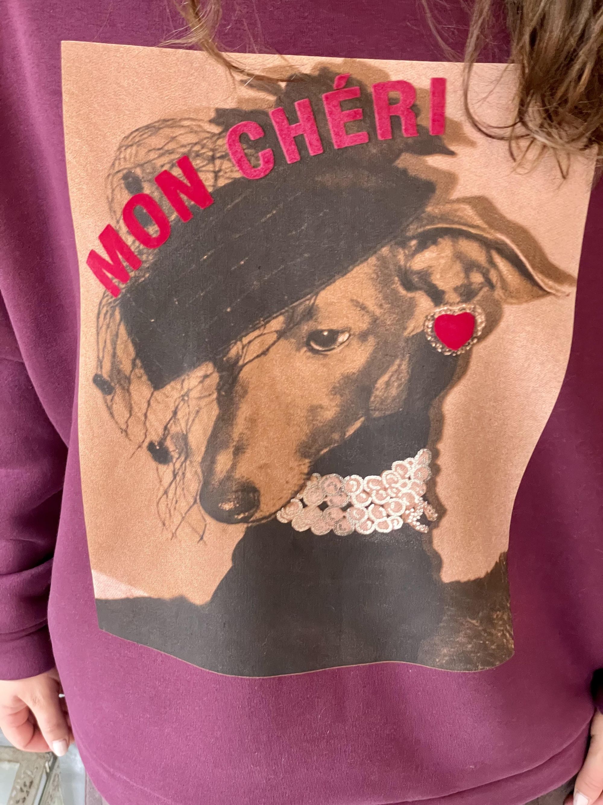 SUSY MIX - FELPA OVER BORDEAUX CON STAMPA ART. 250034