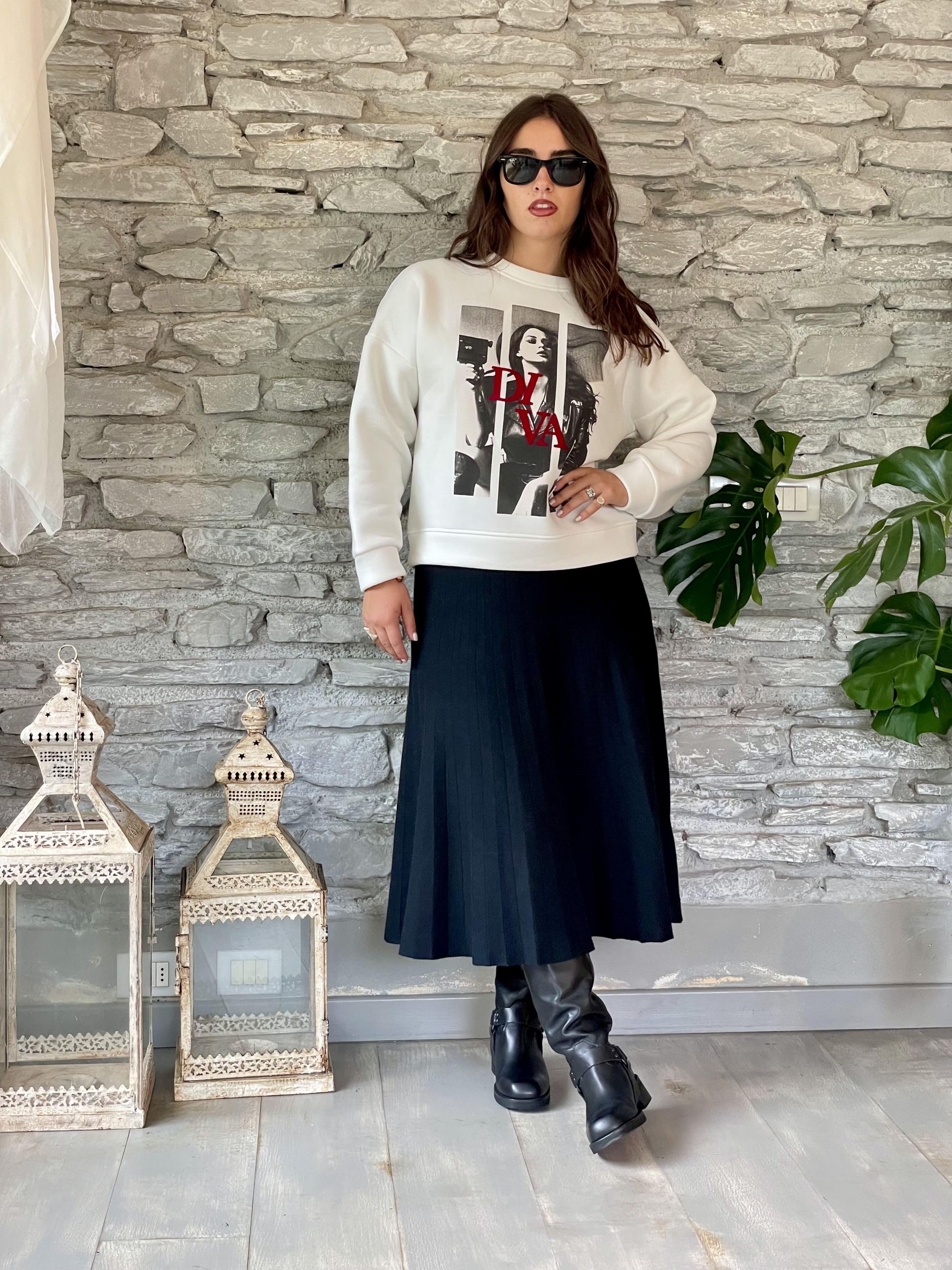 SUSY MIX - FELPA PANNA CON STAMPA ART. 250090