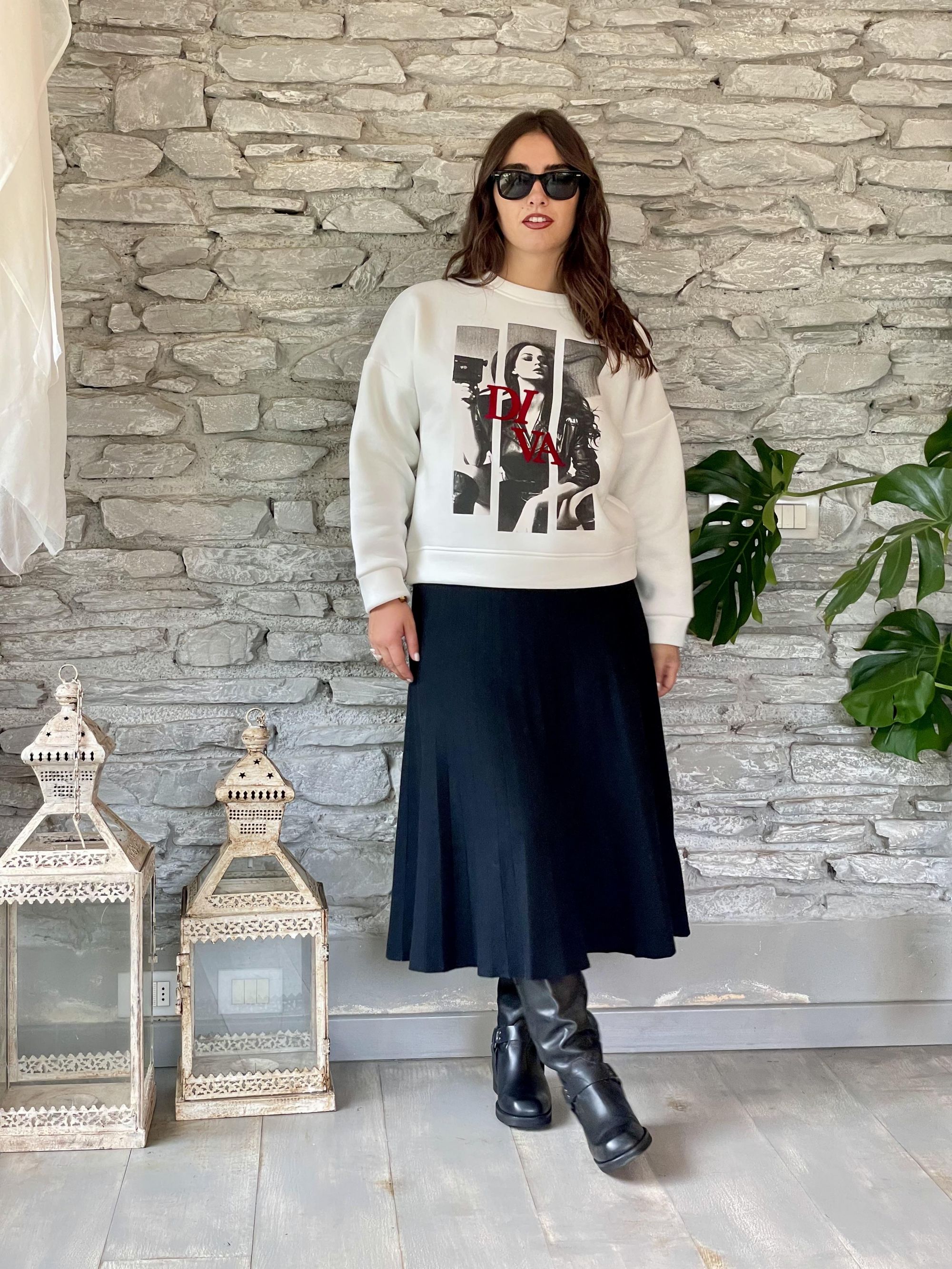 SUSY MIX - FELPA PANNA CON STAMPA ART. 250090