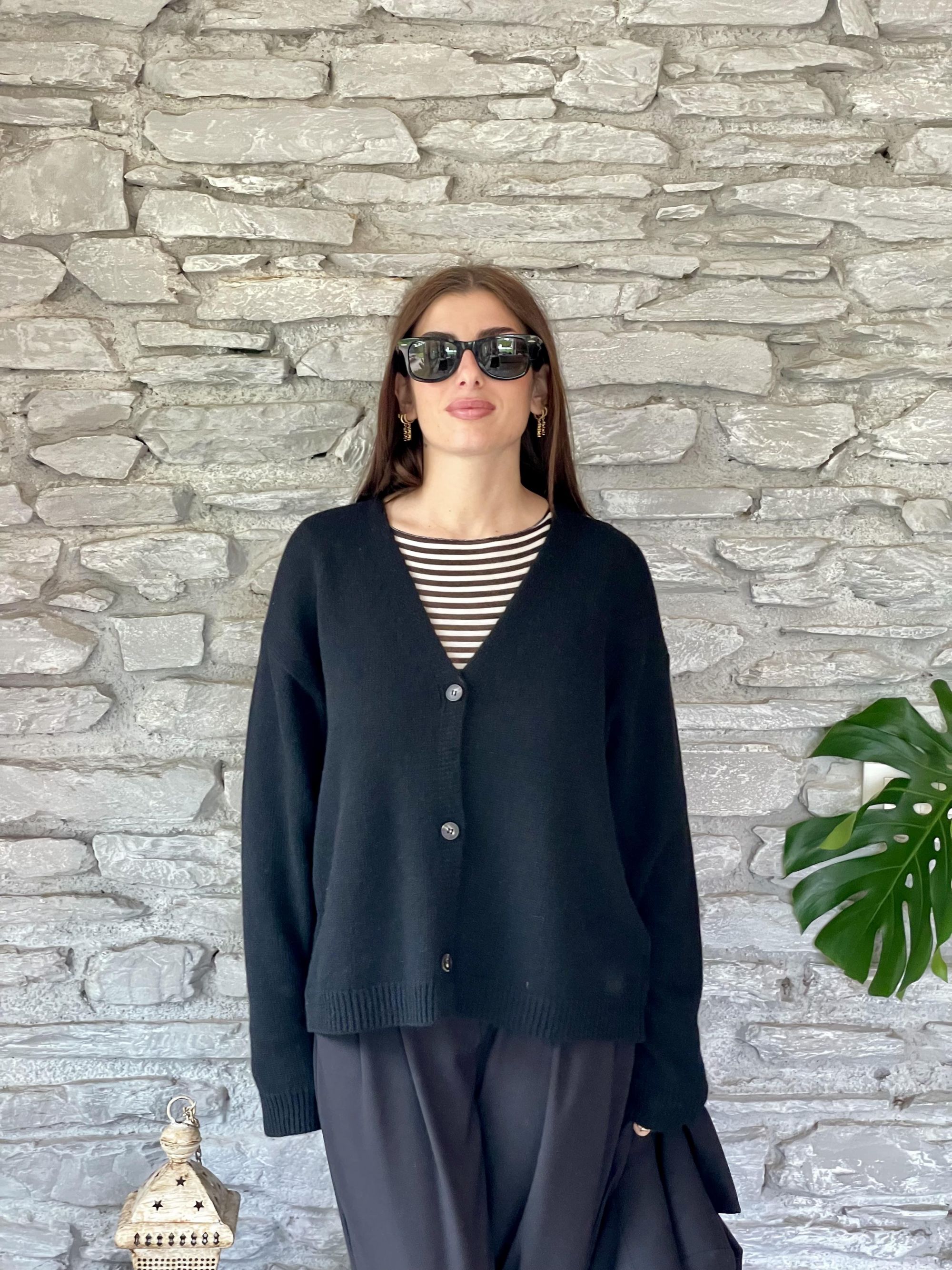 TENSIONE IN - CARDIGAN NERO MISTO LANA ART. D80926