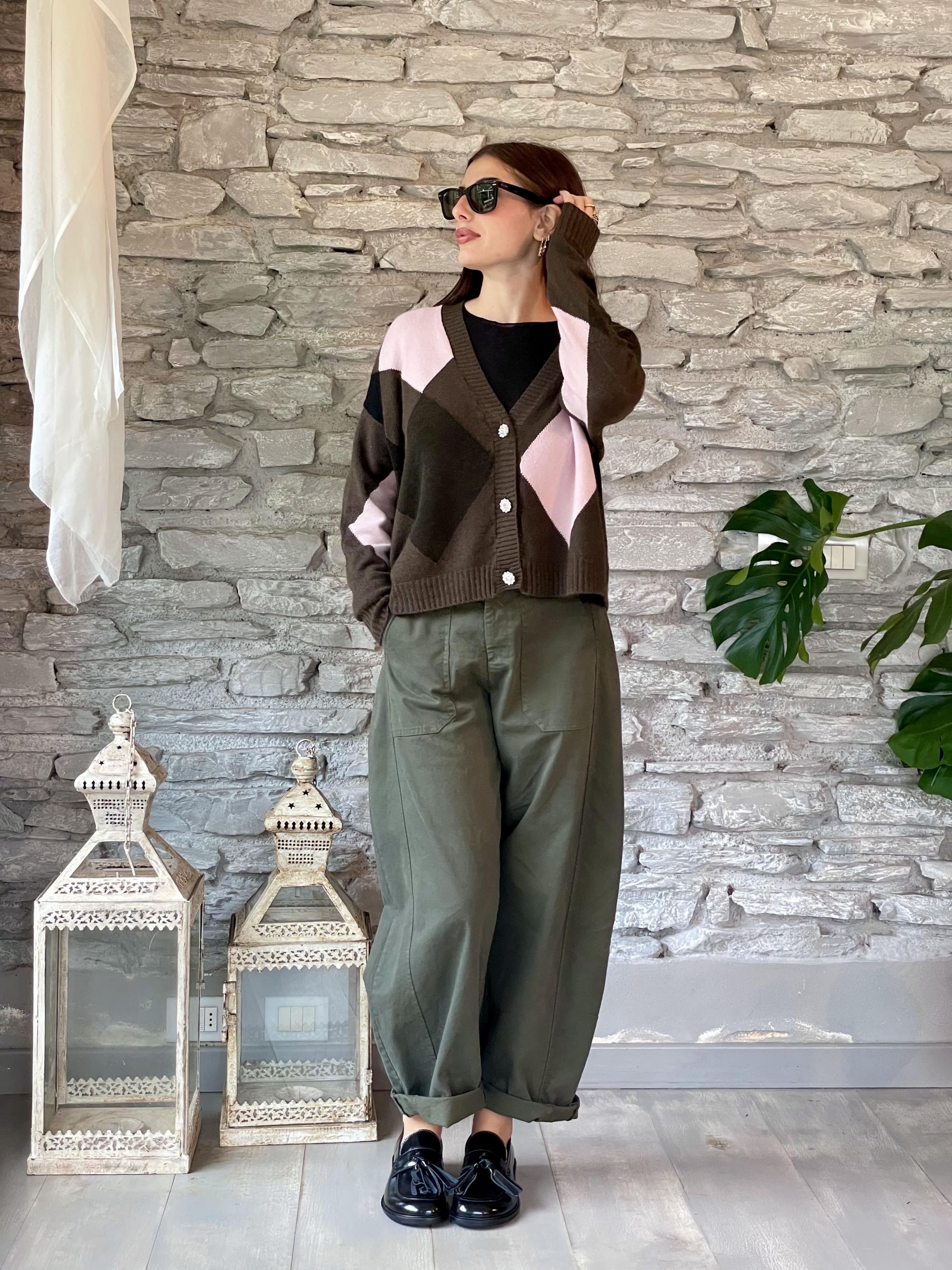 SUSY MIX - CARDIGAN ROSA A ROMBI ART. 78396