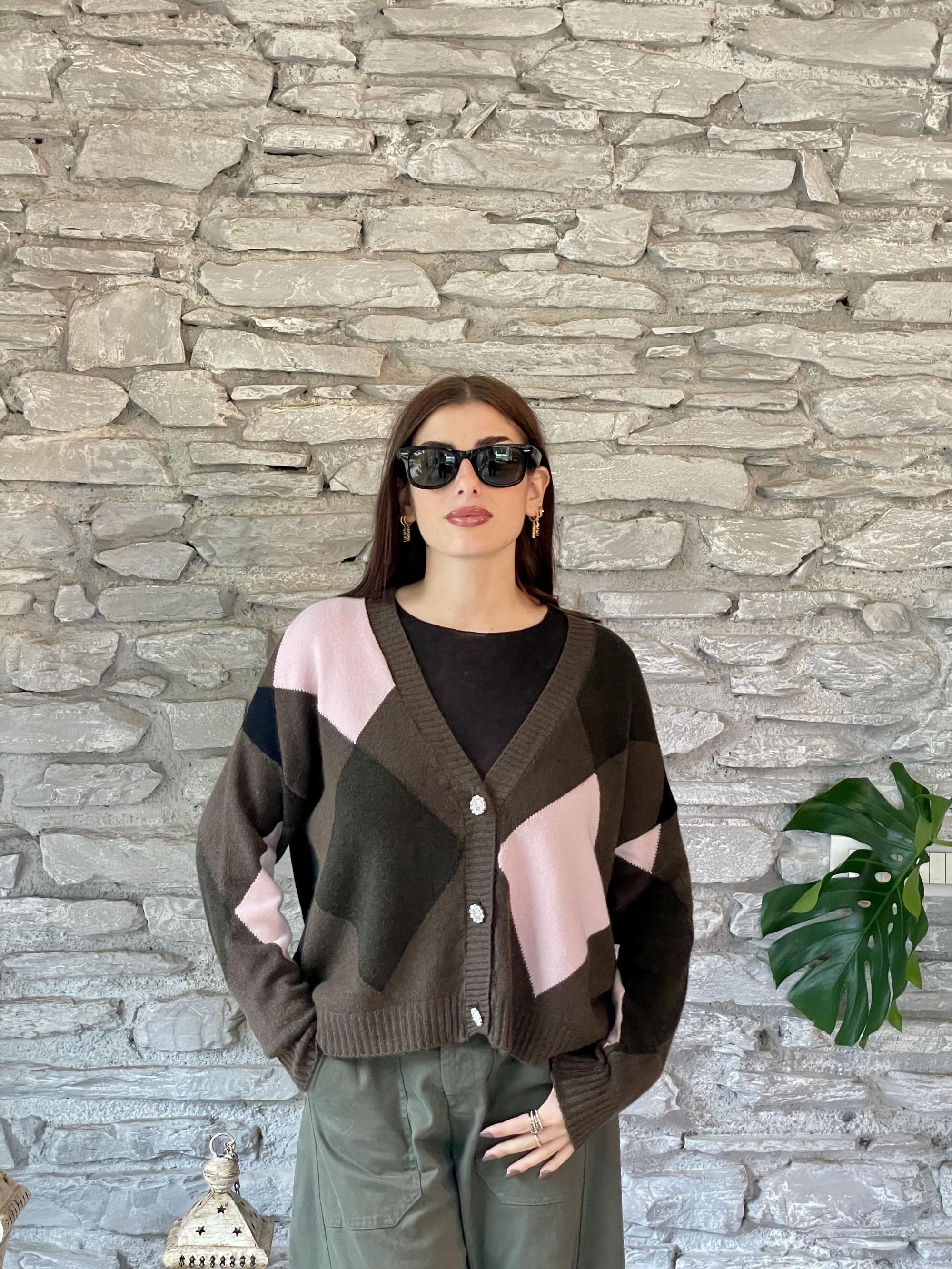 SUSY MIX - CARDIGAN ROSA A ROMBI ART. 78396