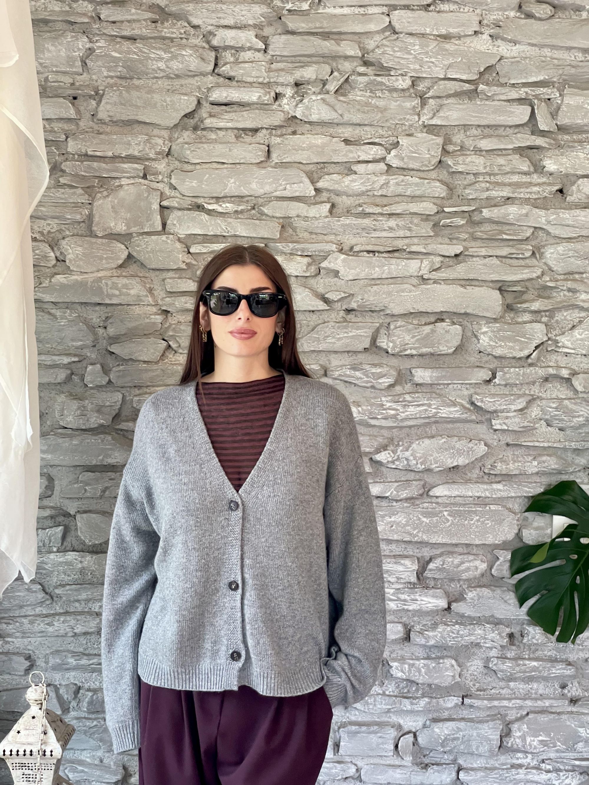 TENSIONE IN - CARDIGAN GRIGIO MISTO LANA ART. D80926