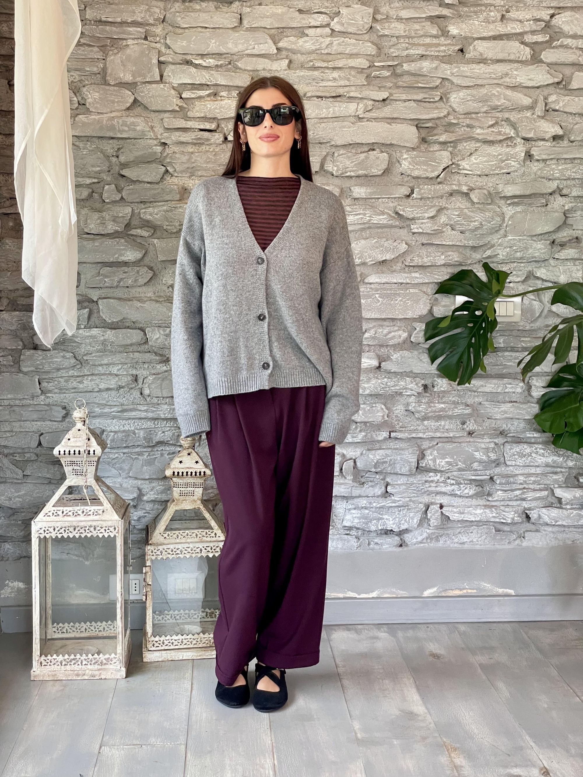 TENSIONE IN - CARDIGAN GRIGIO MISTO LANA ART. D80926