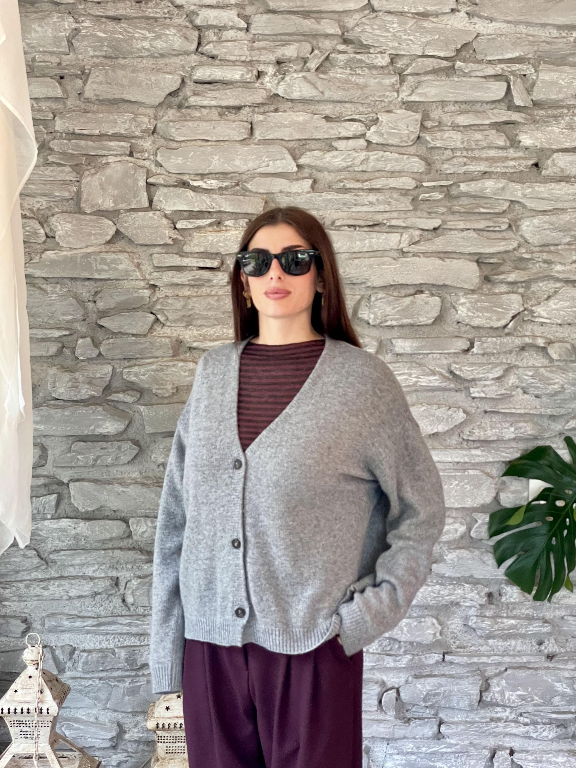 TENSIONE IN - CARDIGAN GRIGIO MISTO LANA ART. D80926