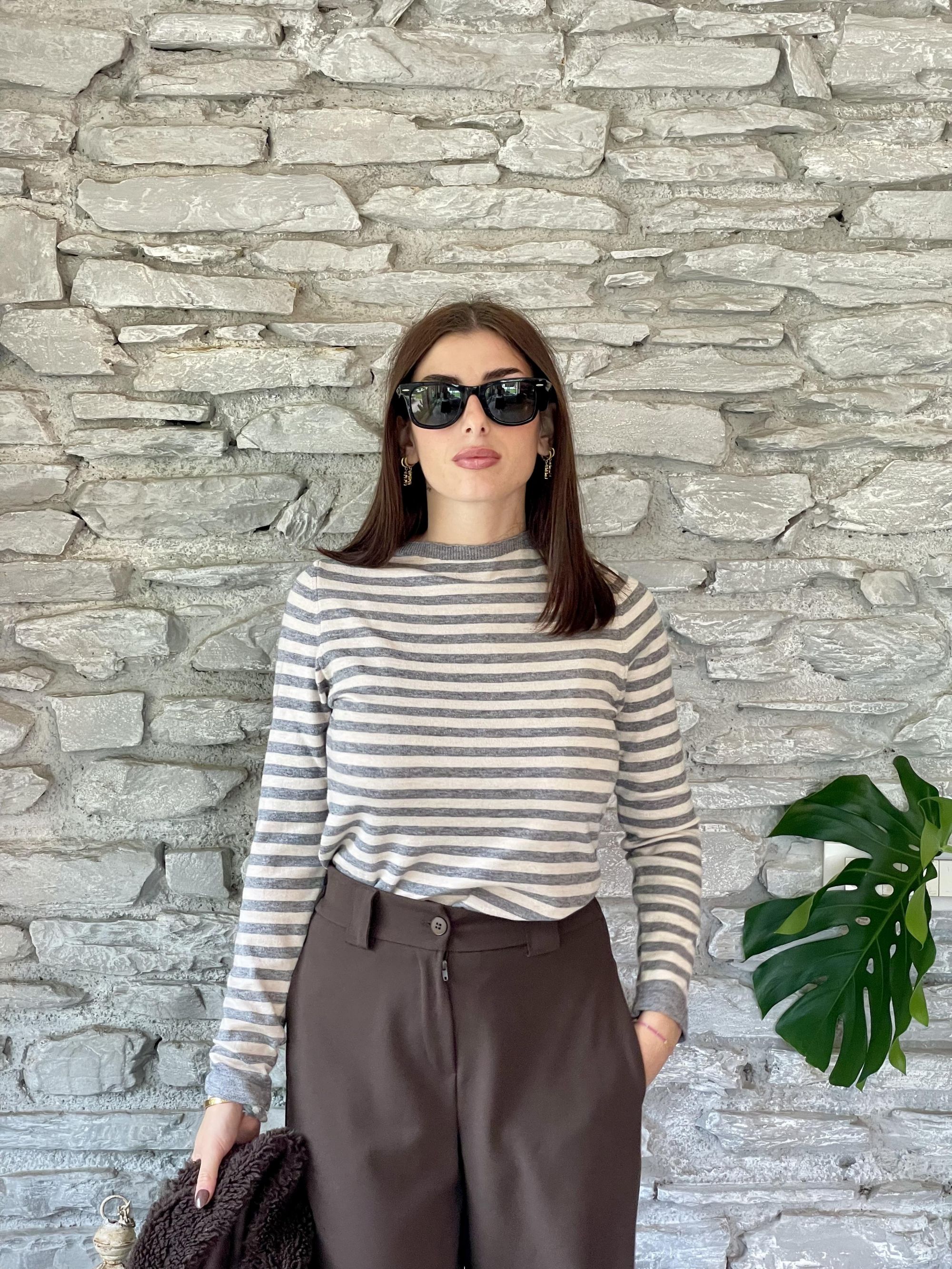 TENSIONE IN - MAGLIA SOTTOGIACCA A RIGHE GRIGIE ART. 25290