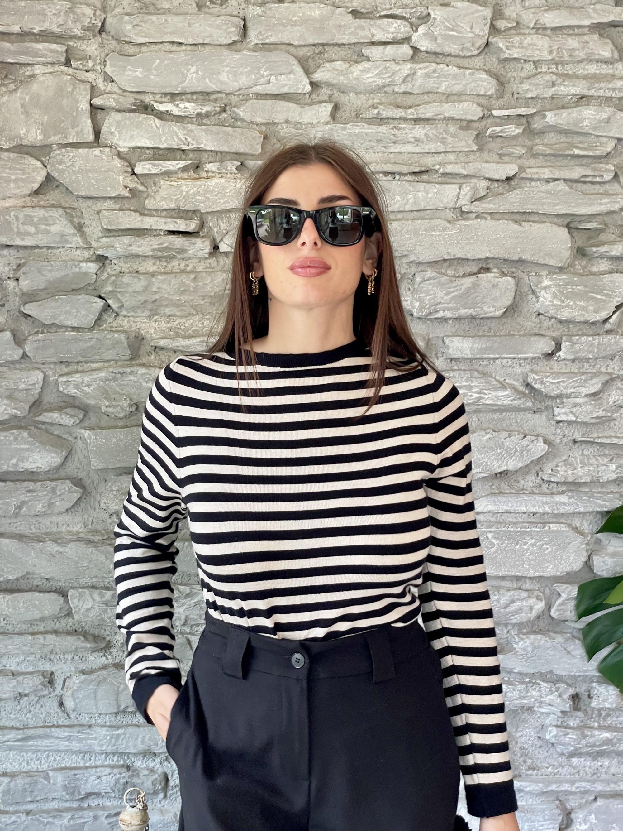 TENSIONE IN - MAGLIA SOTTOGIACCA A RIGHE NERE ART. 25290