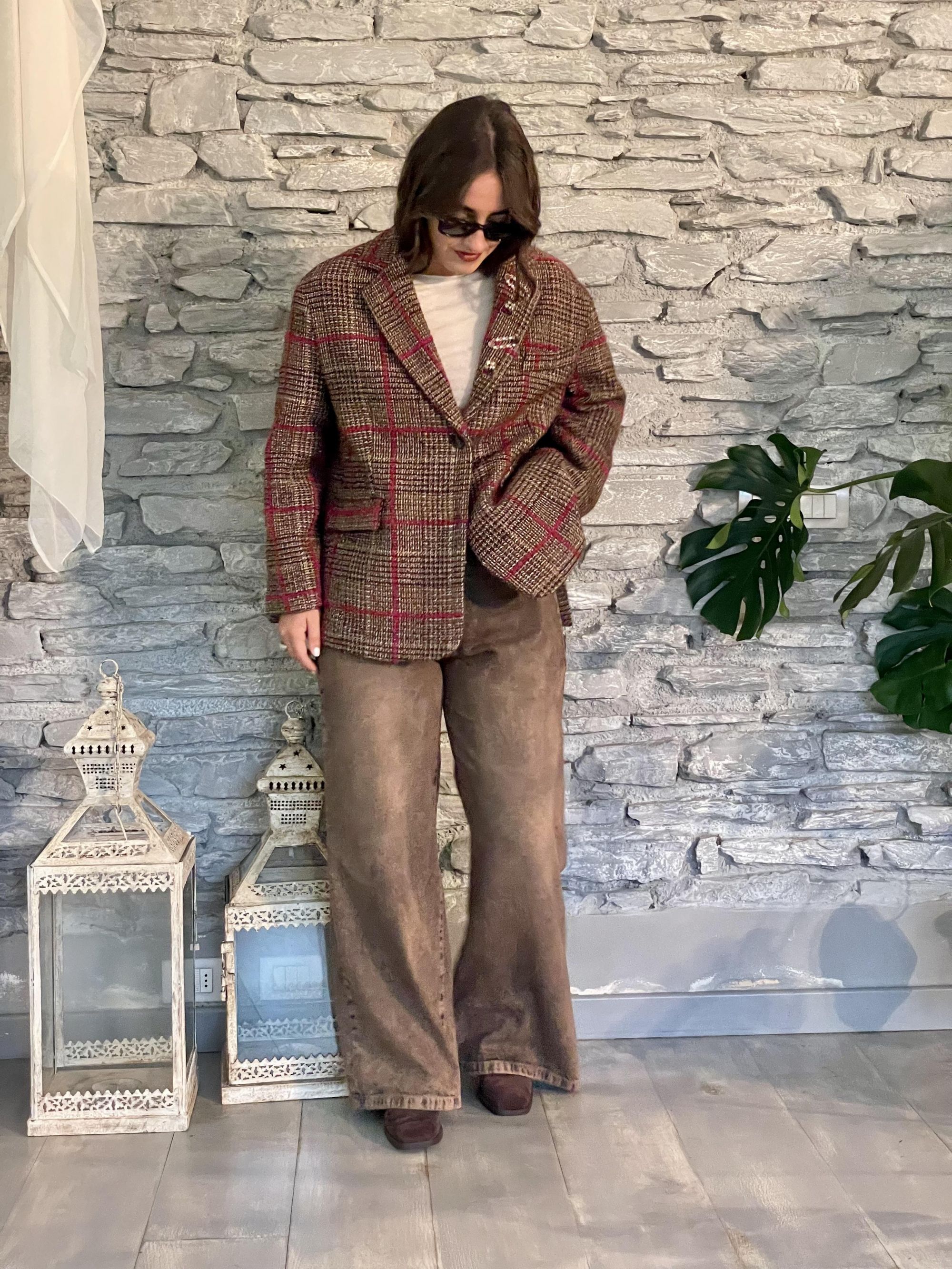 TENSIONE IN - GIACCA OVER A QUADRI CON SPILLETTE ART. 26B1303