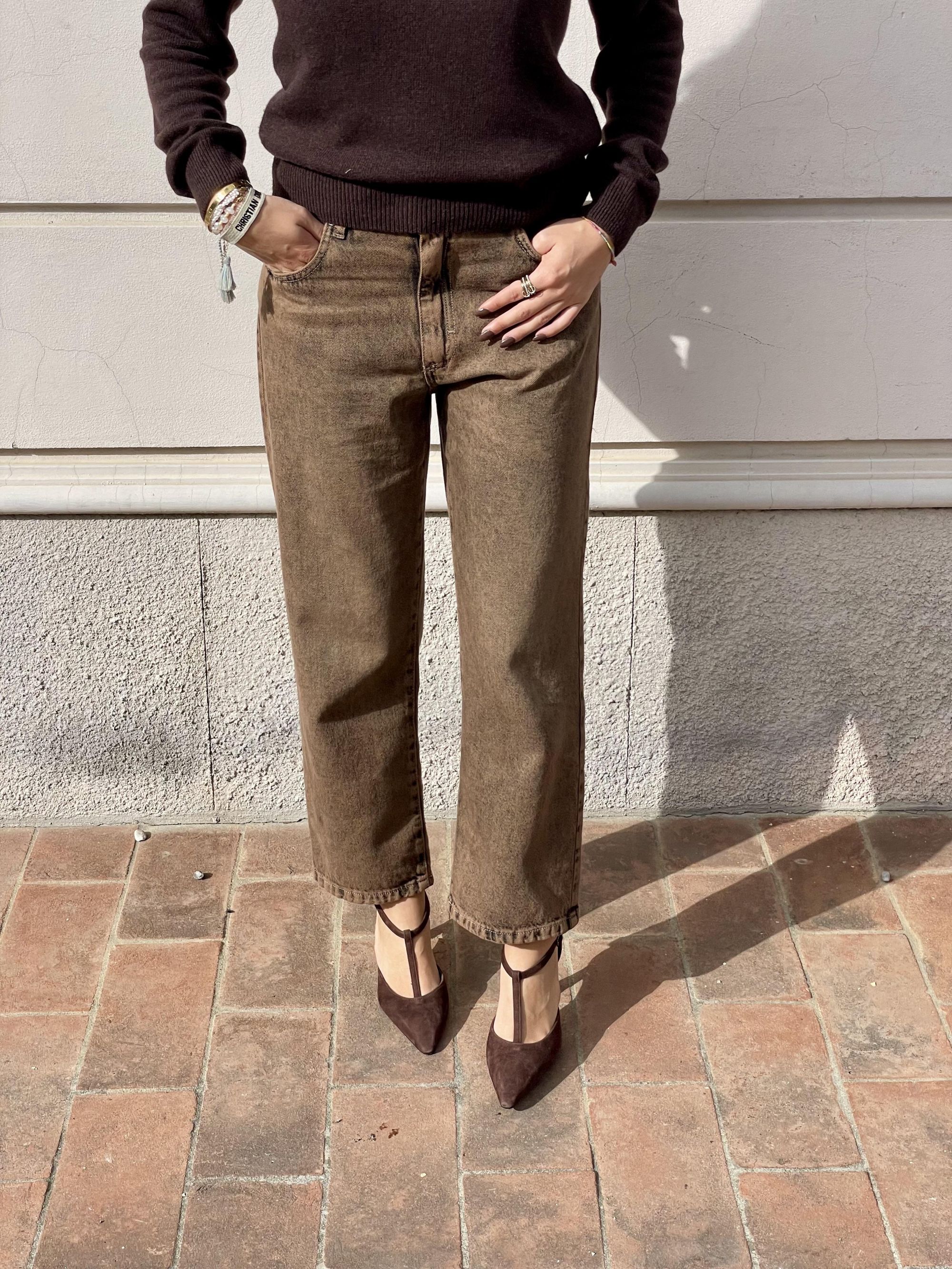 TENSIONE IN - JEANS MARRONE TAGLIO ANNI '90 ART. TOM-MOKA