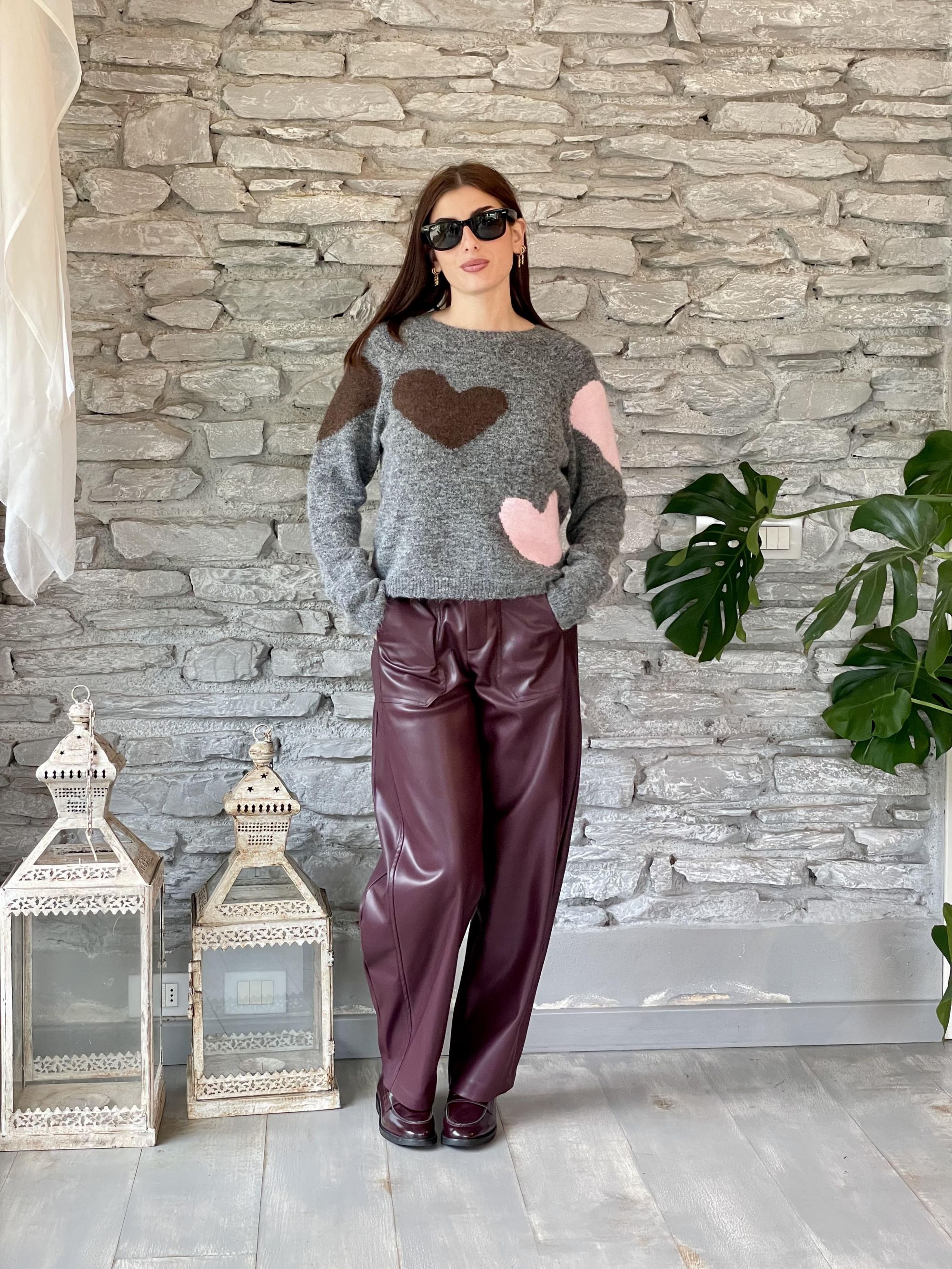 SUSY MIX - MAGLIA GRIGIA CON CUORI ART. 25764