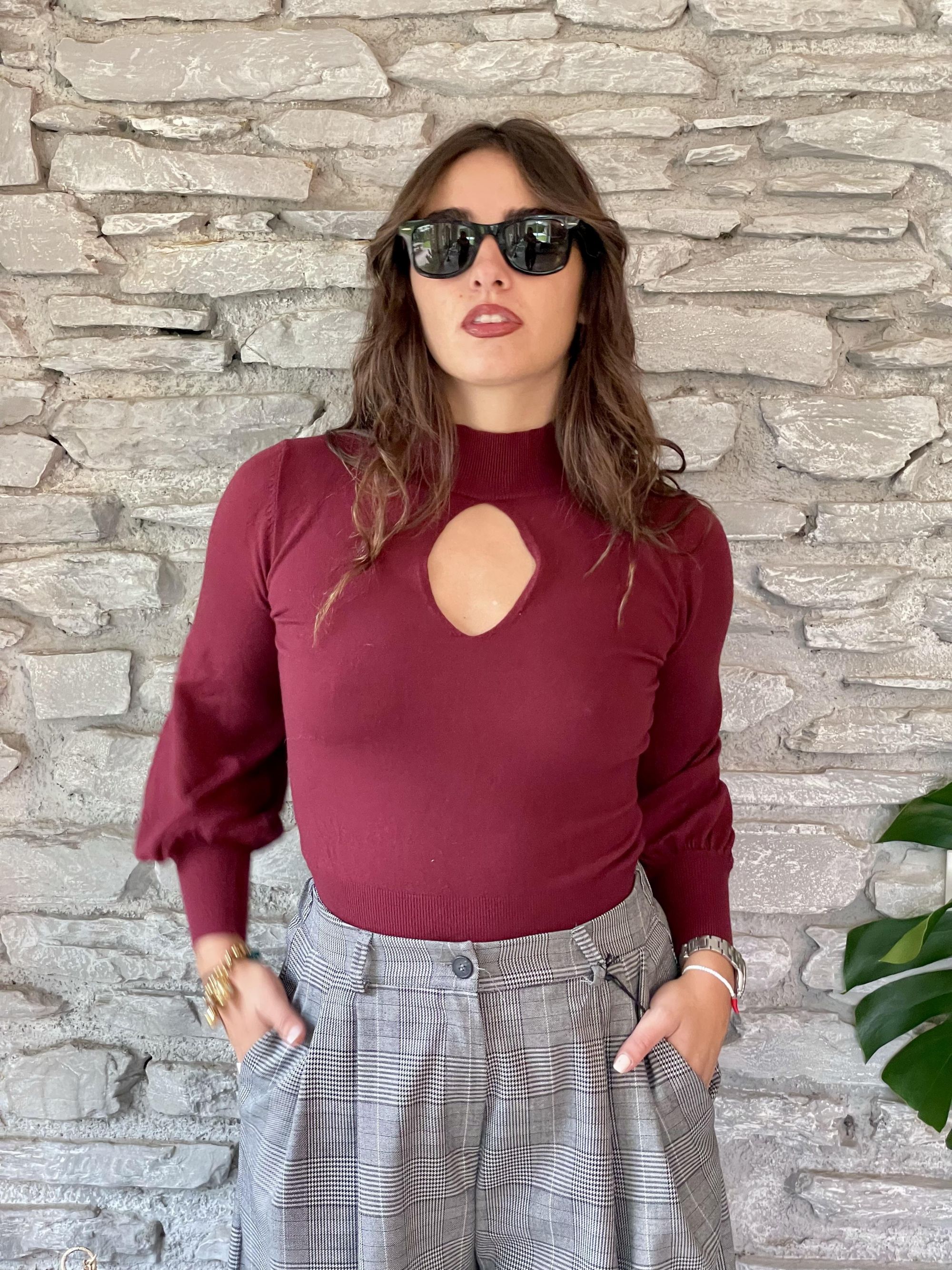 SUSY MIX - MAGLIA BORDEAUX CON GOCCIA ART. 250911