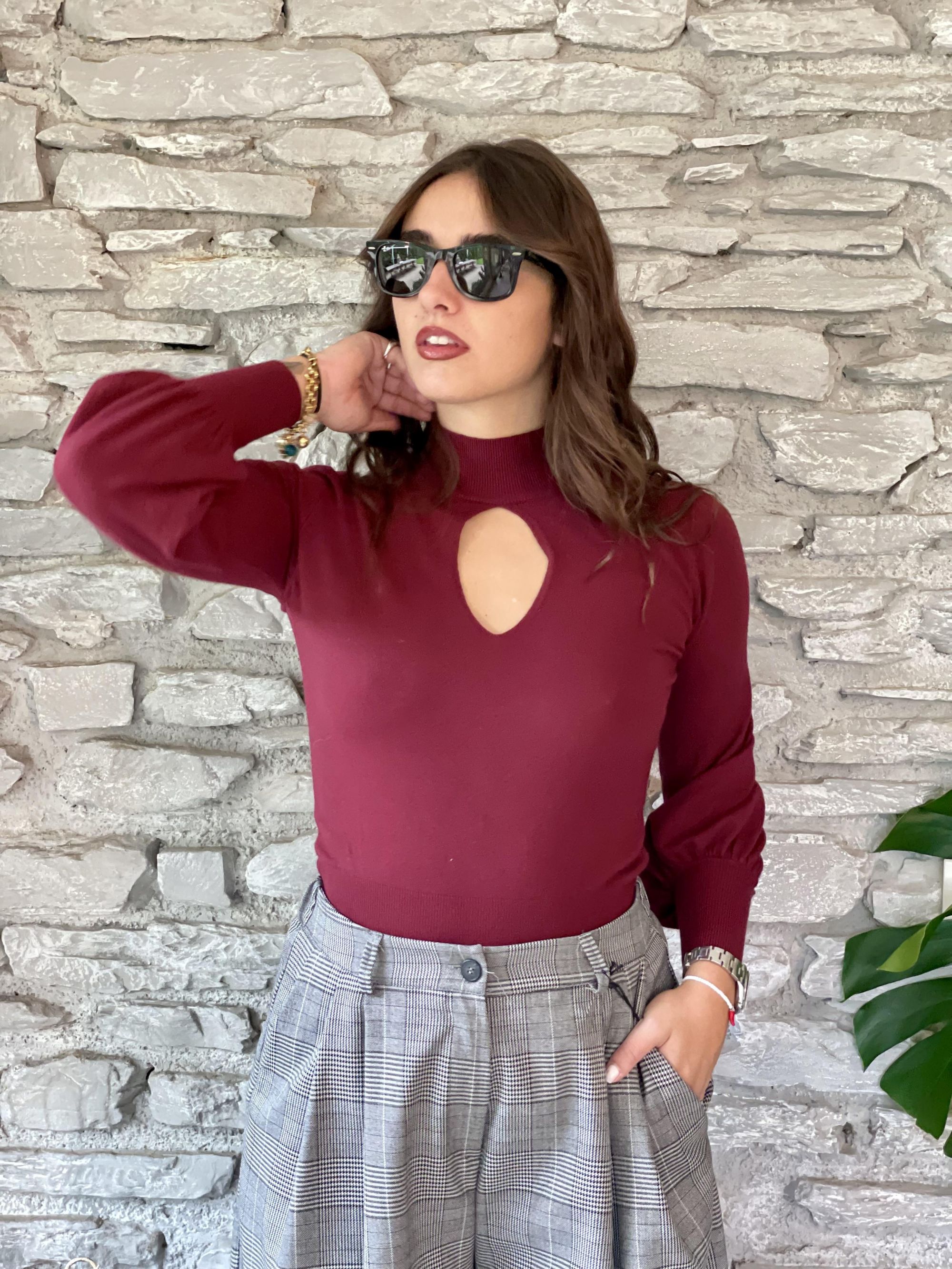 SUSY MIX - MAGLIA BORDEAUX CON GOCCIA ART. 250911