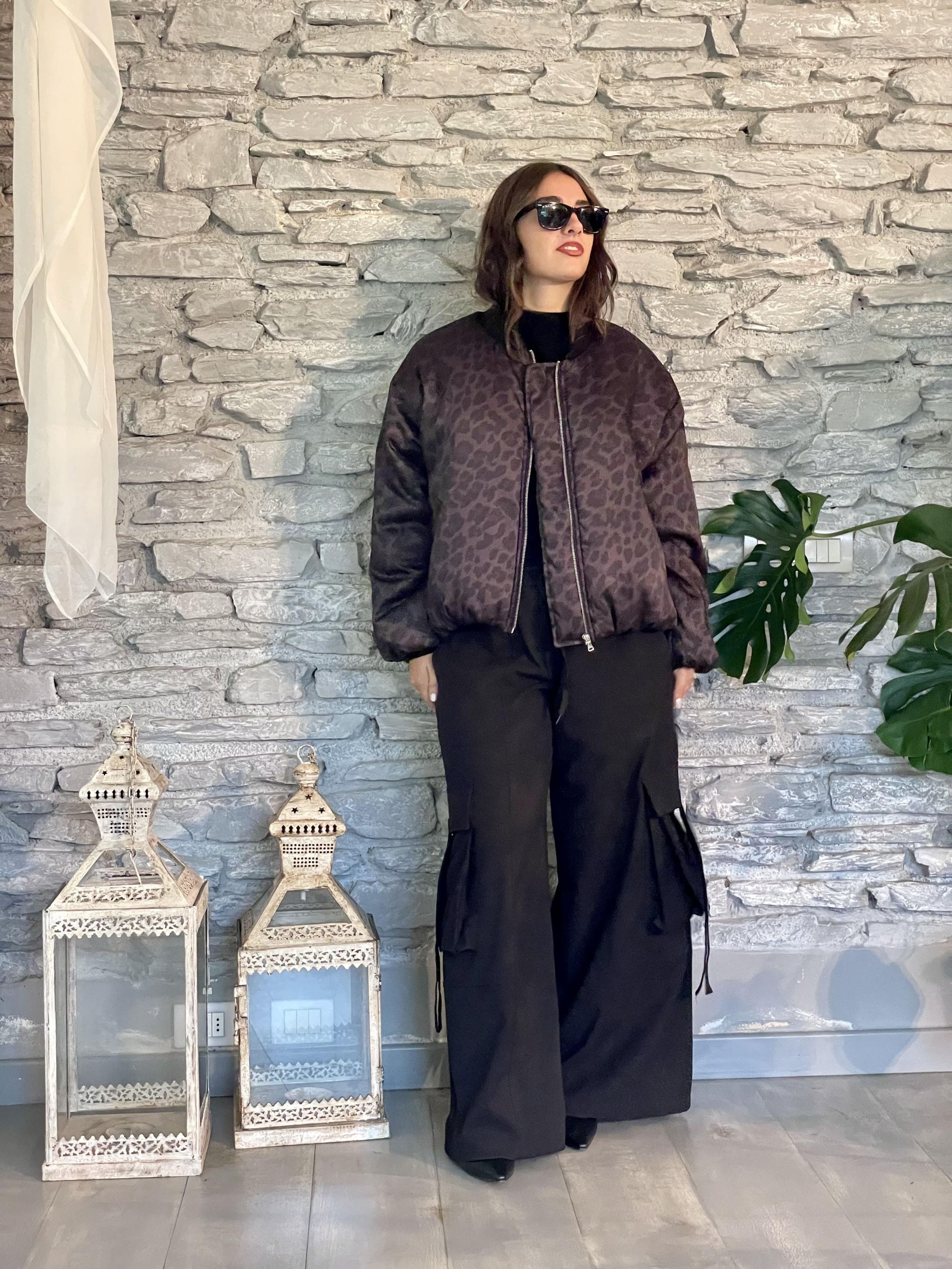 SUSY MIX - GIACCA BOMBER MACULATA MORO ART. 59330G