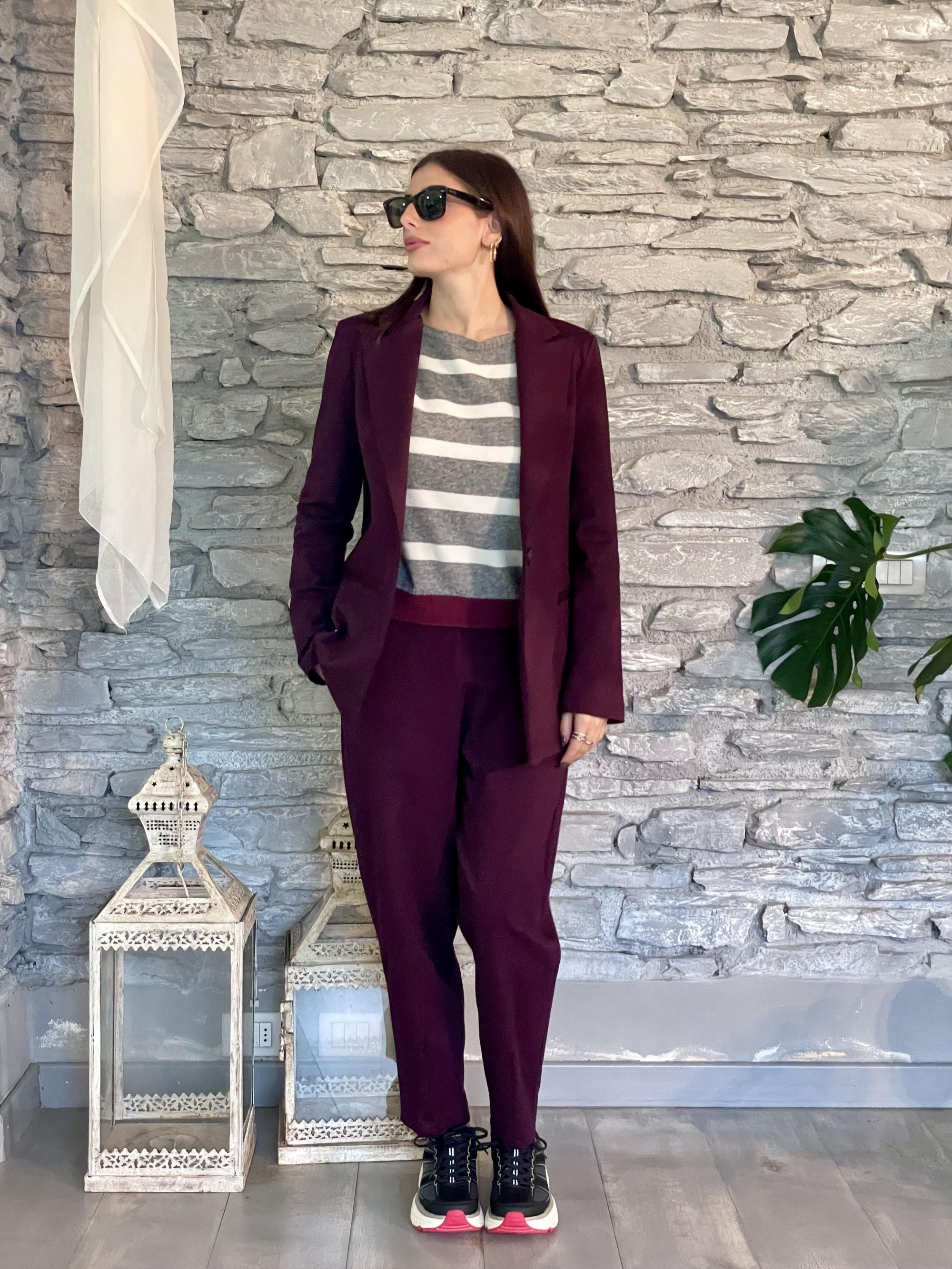 SUSY MIX - MAGLIA BORDEAUX A RIGHE ART. 78270