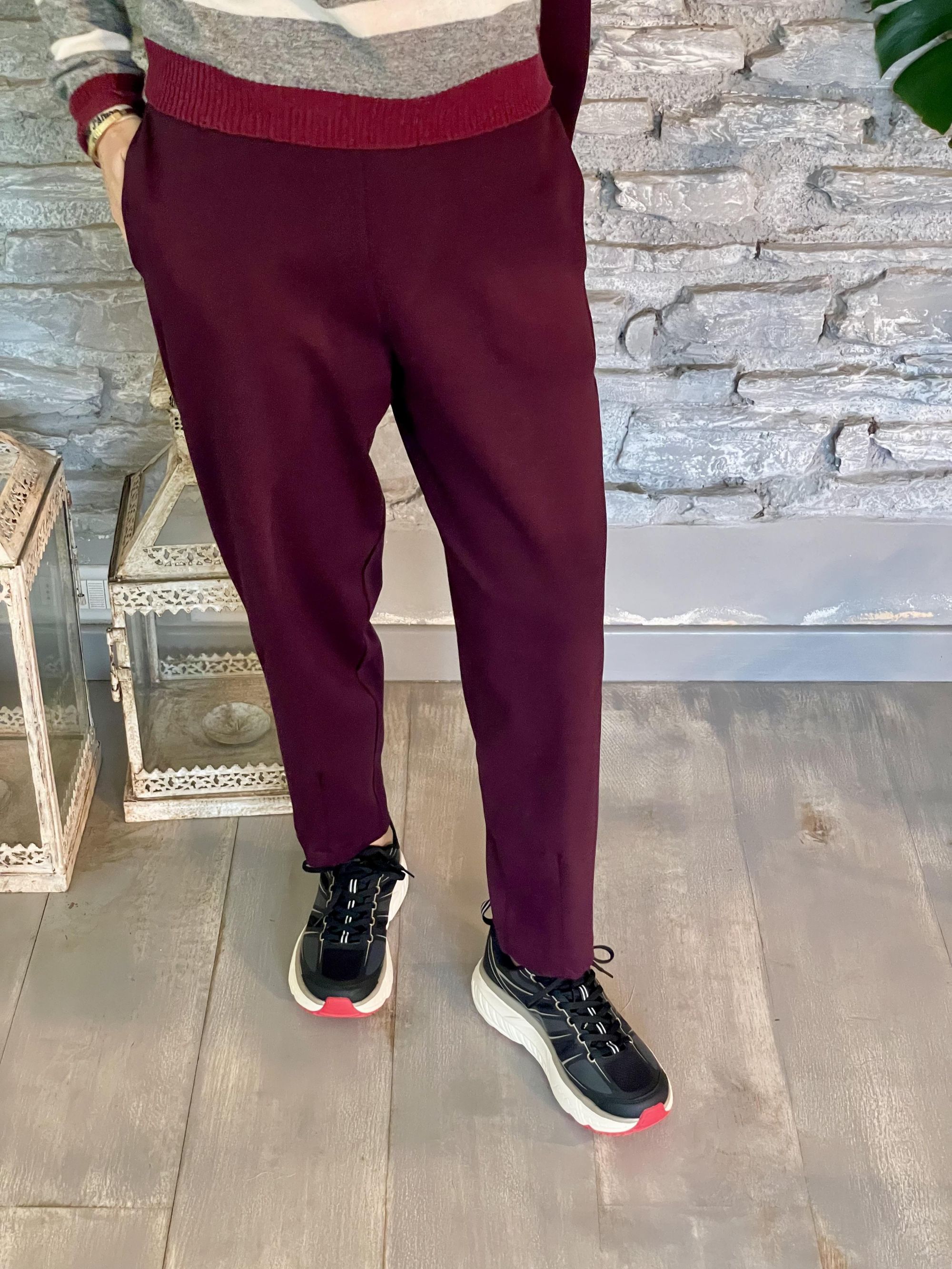 SUSY MIX - COMPLETO GIACCA E PANTALONE BORDEAUX PUNTO MILANO ART. SM073A