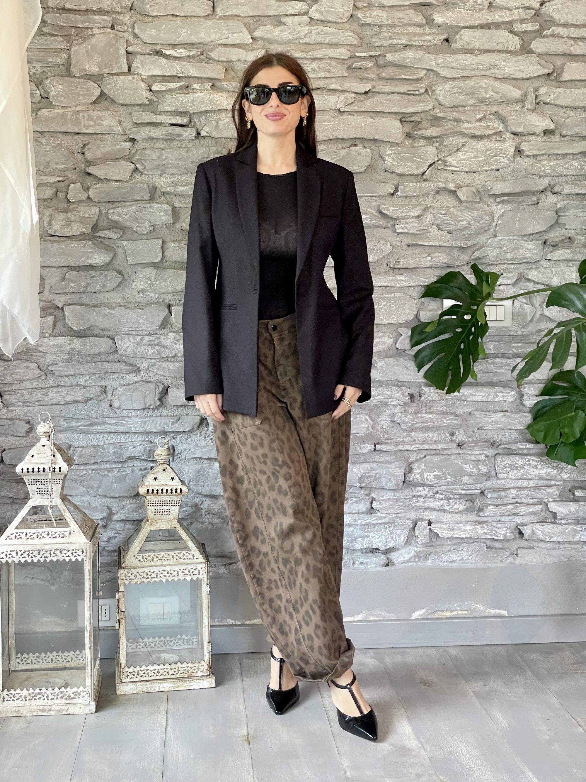 SUSY MIX - PANTALONE A OVETTO ANIMALIER LEOPARDATO ART. 58300MAC