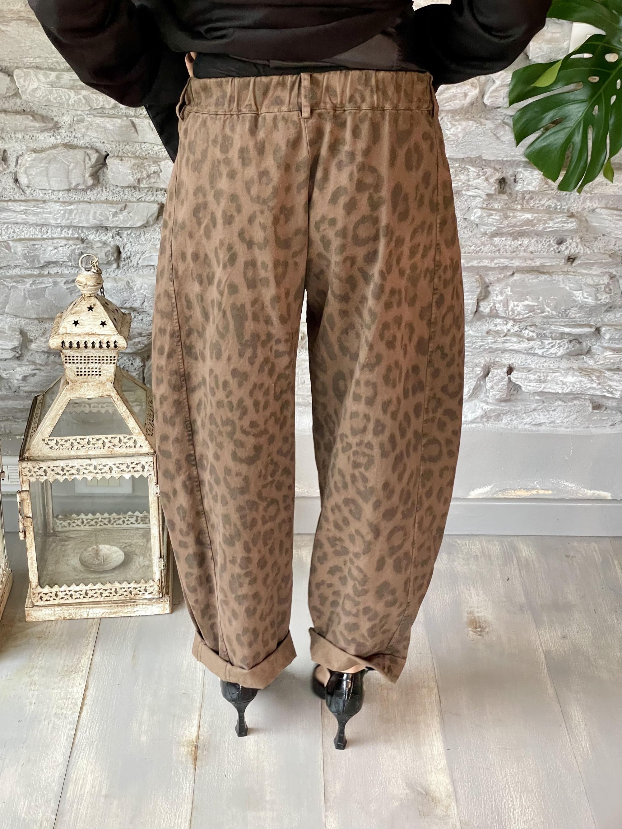SUSY MIX - PANTALONE A OVETTO ANIMALIER LEOPARDATO ART. 58300MAC